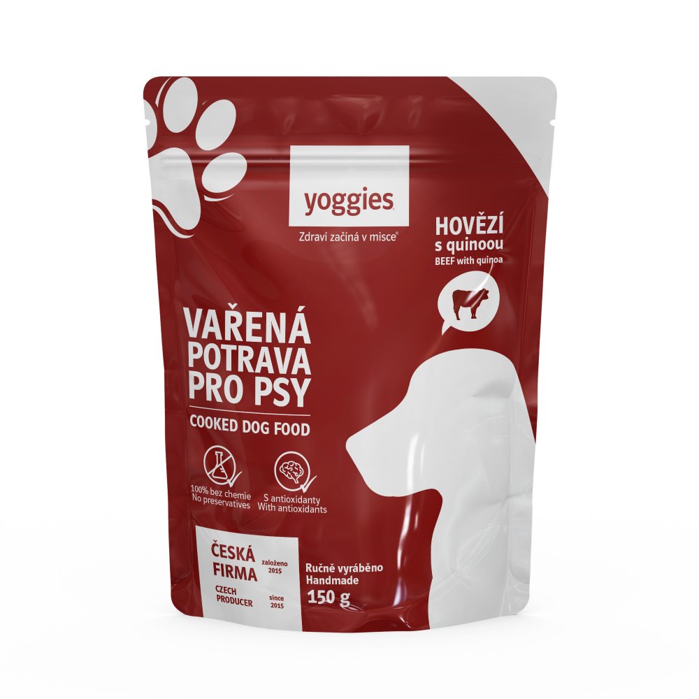 Yoggies kokt fullfôr til hund, storfe med quinoa, 150 g
