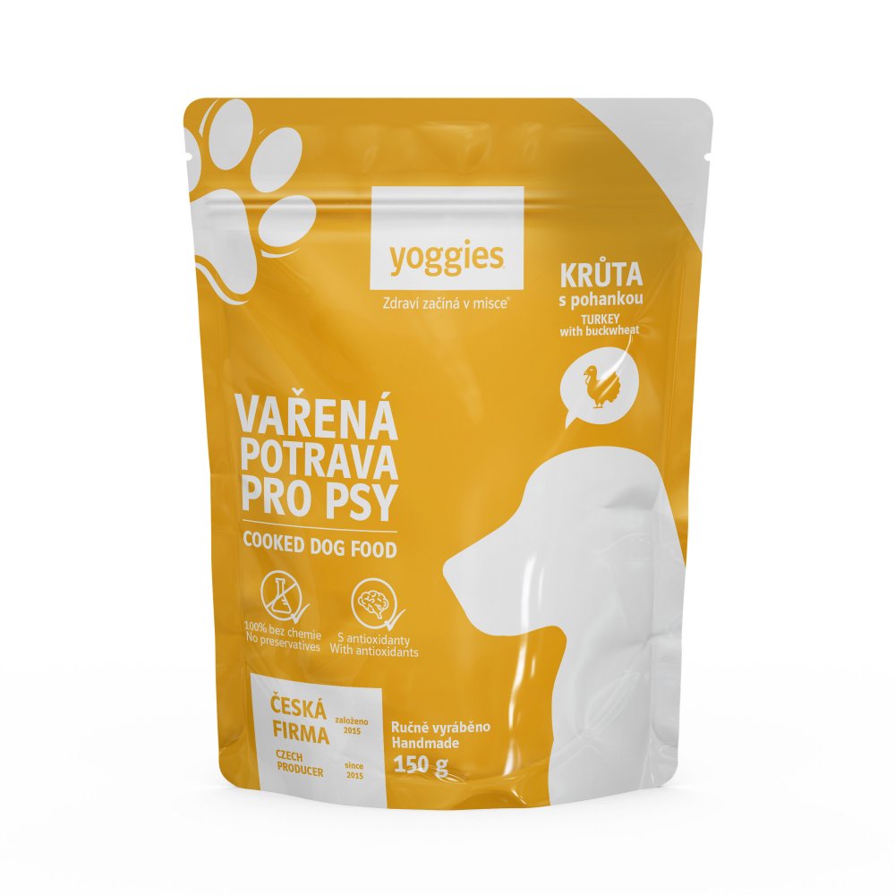 Yoggies kokt fullfôr til hund, kalkun med bokhvete, 150 g