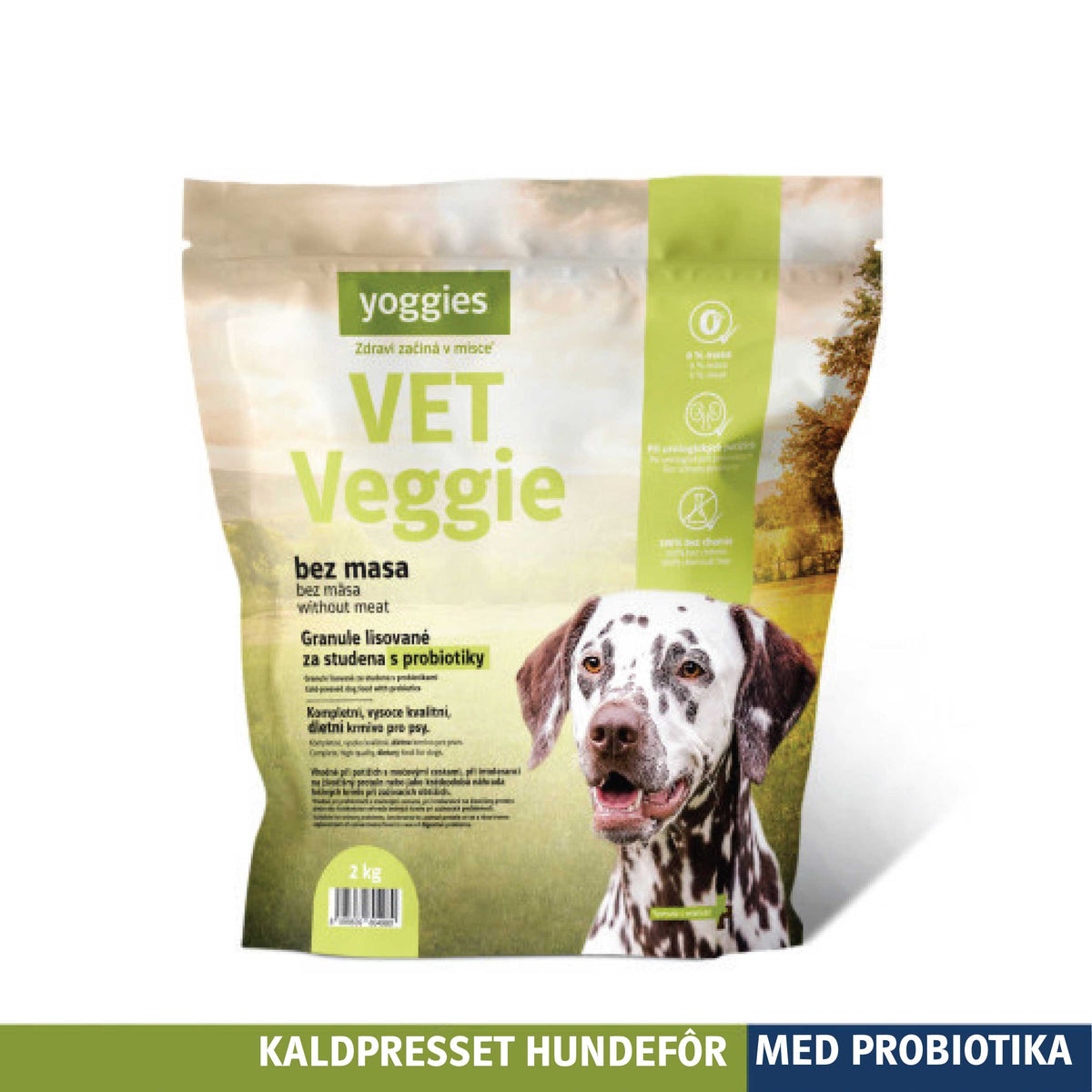 Yoggies VET Veggie kaldpresset hundefôr, 2 kg sekk
