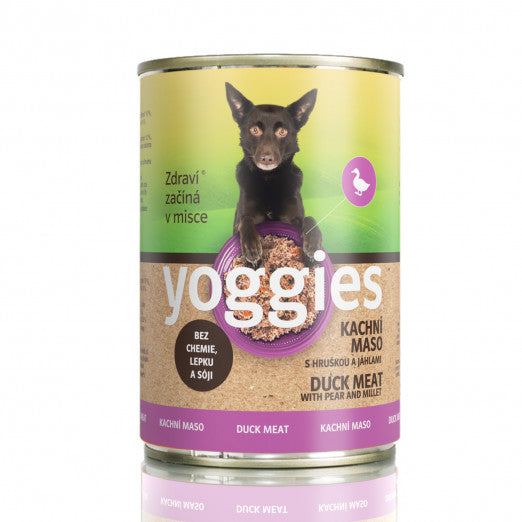 Yoggies våtfôr til hund and med hirse og pærer, 400 g boks