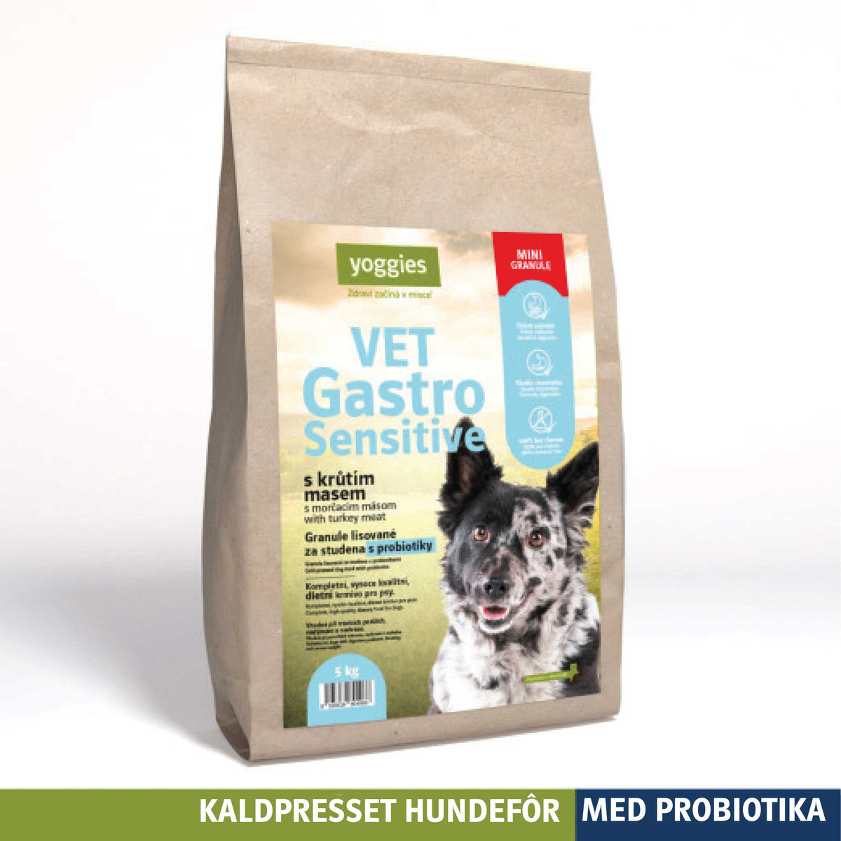 Yoggies VET Gastro Sensitive MINI kaldpresset hundefôr, 5 kg sekk