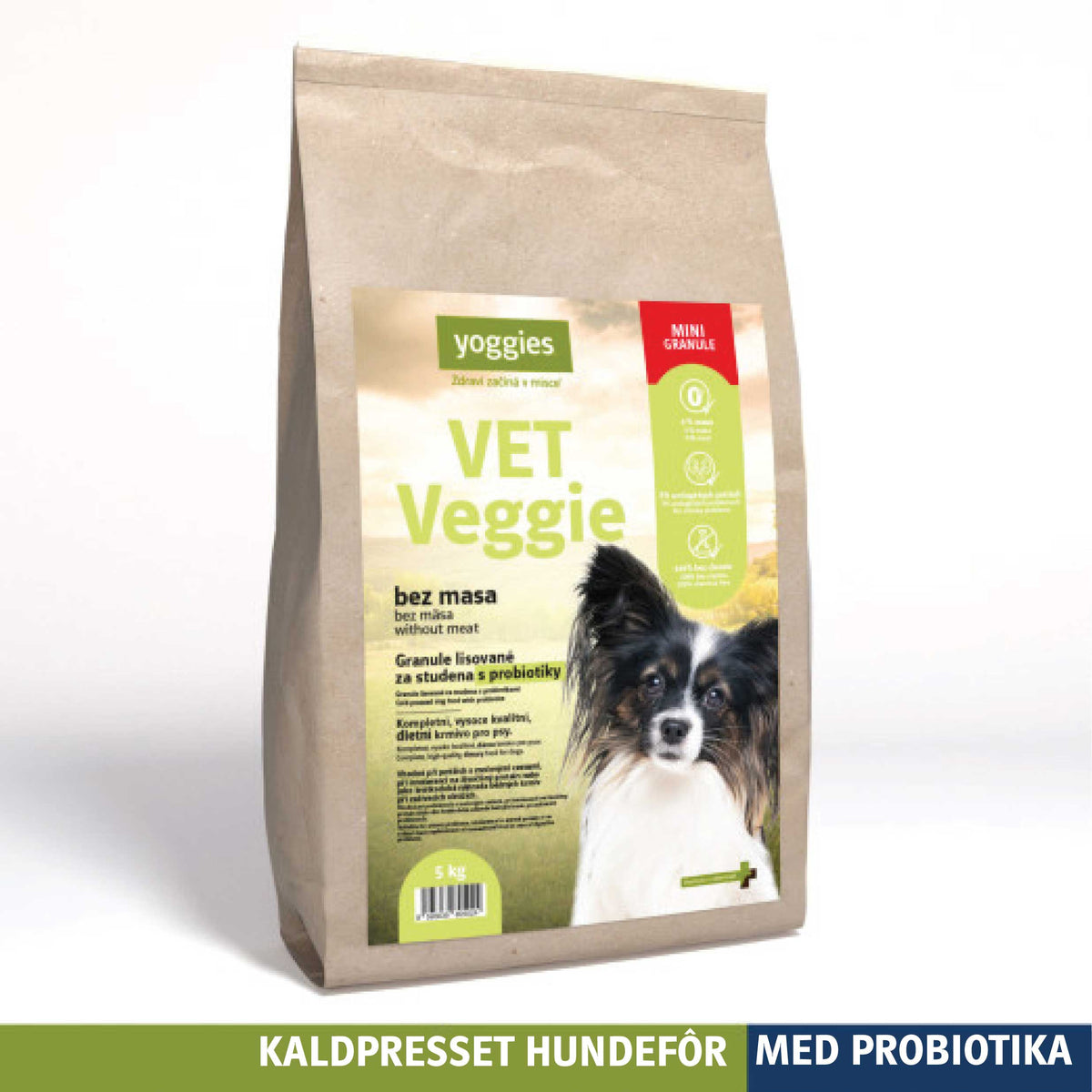 Yoggies VET Veggie MINI kaldpresset hundefôr, 5 kg sekk