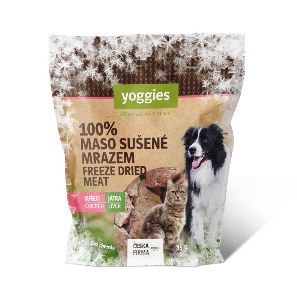 Yoggies frysetørkede godbiter til hund, kyllinglever, 85 g