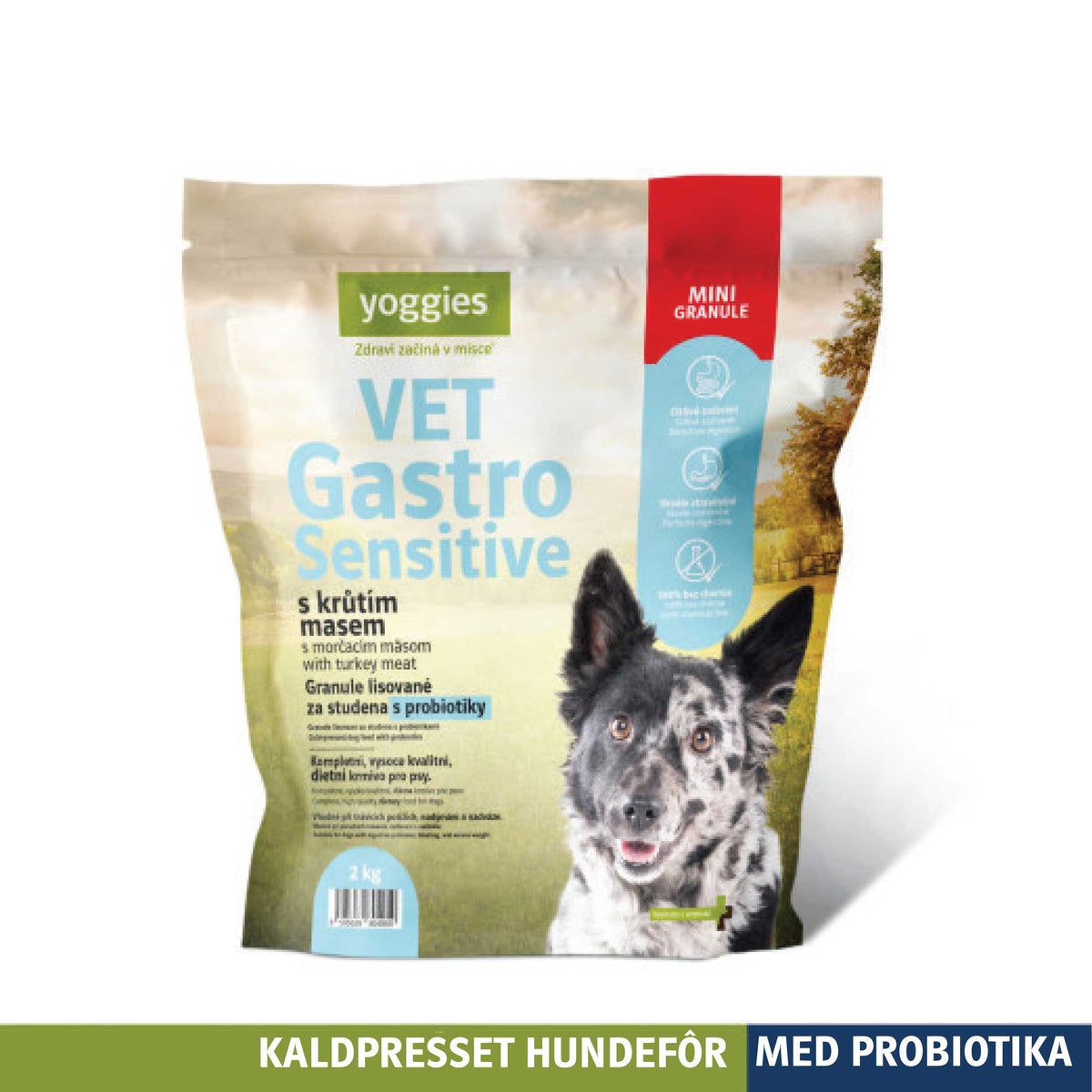 Yoggies VET Gastro Sensitive MINI kaldpresset hundefôr, 2 kg sekk