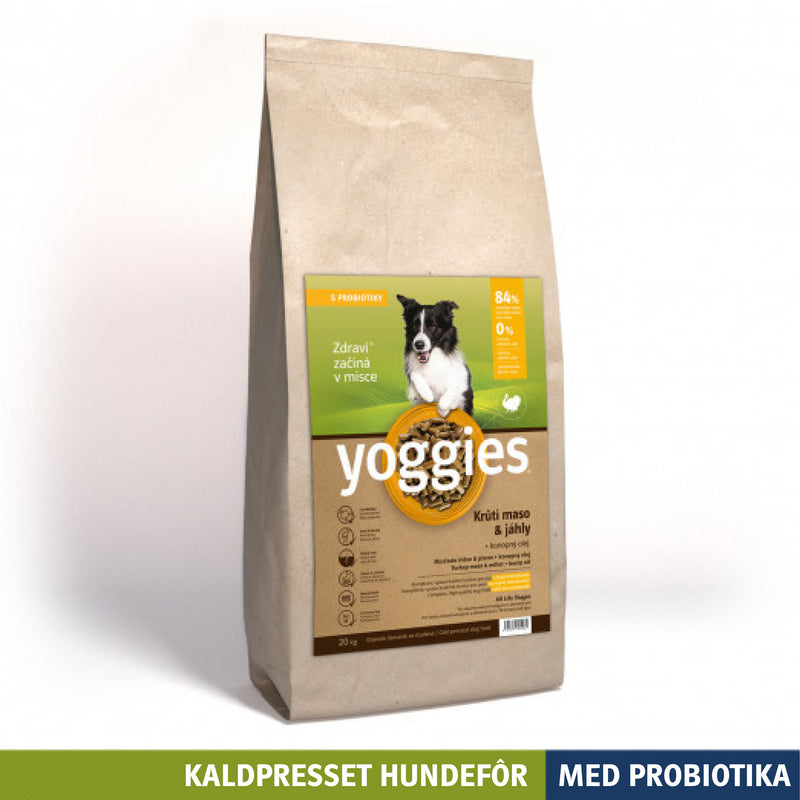 20 kg KALKUN & hirse med hampolje og probiotika - kaldpresset hundefôr YOGGIES