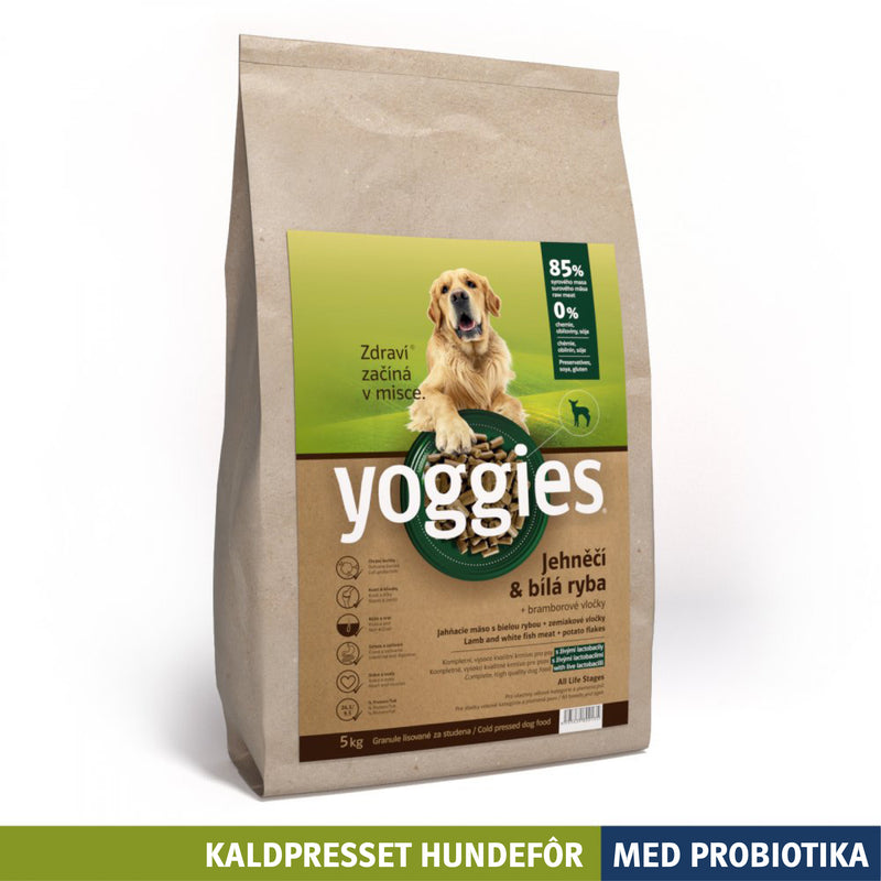 5 kg LAM & HVIT FISK med probiotika - kaldpresset hundefôr YOGGIES - diettfôr