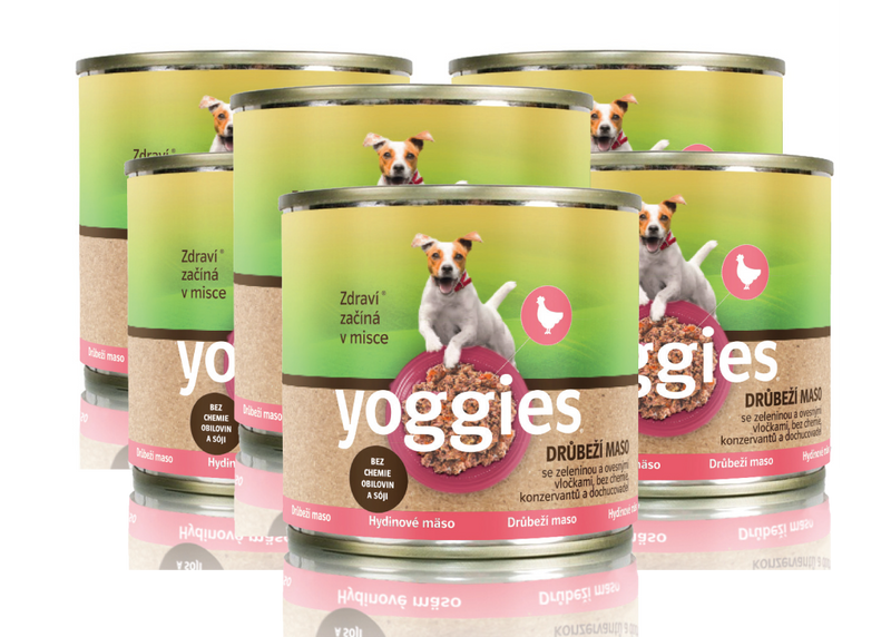 6x200 gr: KYLLING med havregryn og grønnsaker - våtfôr YOGGIES hund